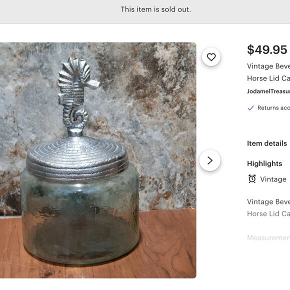 Rare Vintage Pier 1 Imports XL Hammered Glass Seahorse Kitchen Jar Canister - Picture 10 of 10